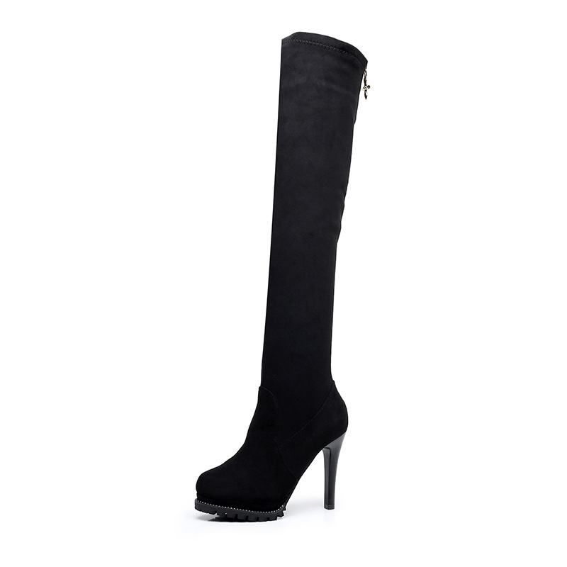 Winter fine-root high-heeled thigh boots