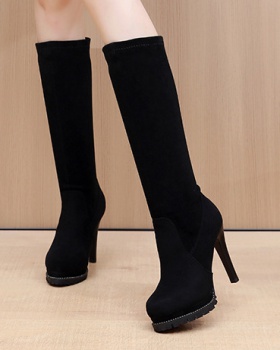 Short high-heeled martin boots plush thigh boots