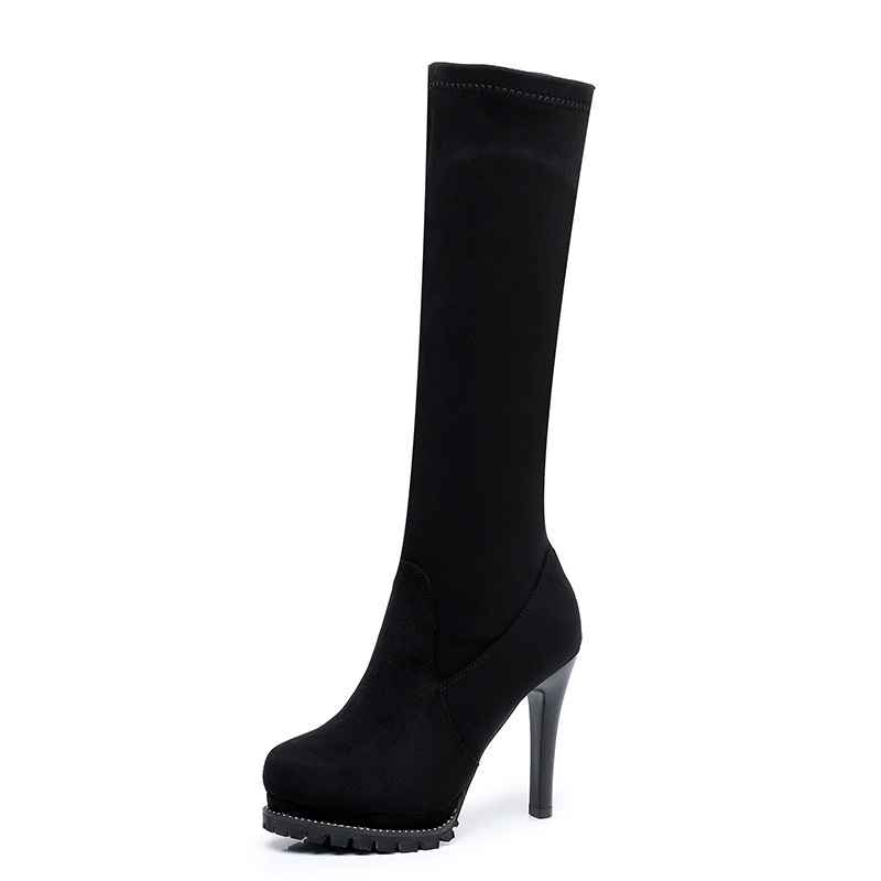 Short high-heeled martin boots plush thigh boots