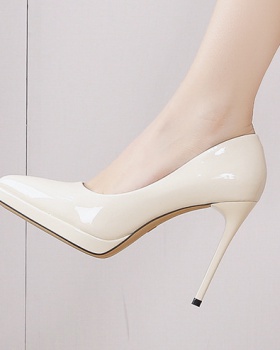 Fine-root ultrahigh shoes patent leather platform for women