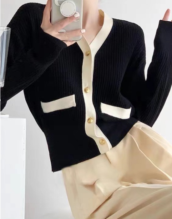 Short retro V-neck chanelstyle knitted coat