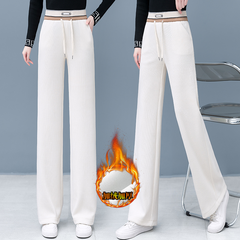 Casual thick wide leg pants straight pants for women