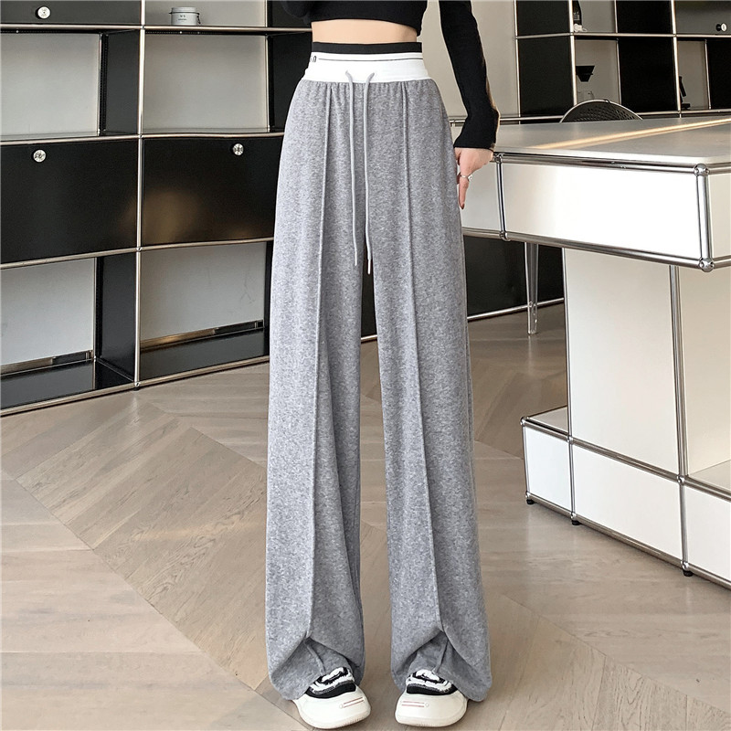 Lounger high waist pants gray wide leg sweatpants for women