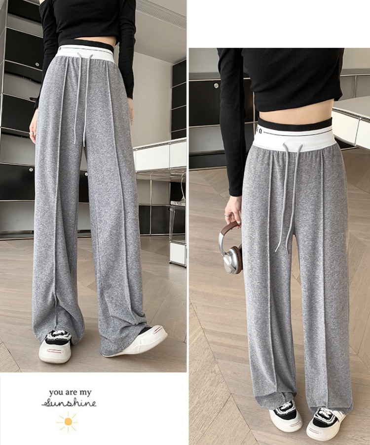 Lounger high waist pants gray wide leg sweatpants for women