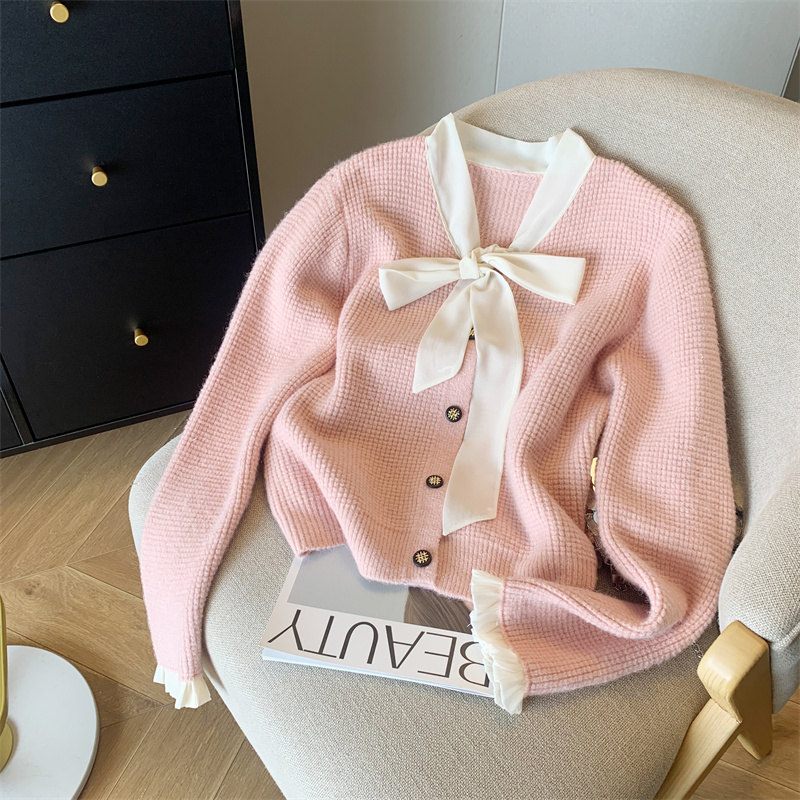 Spring knitted cardigan chanelstyle frenum sweater for women
