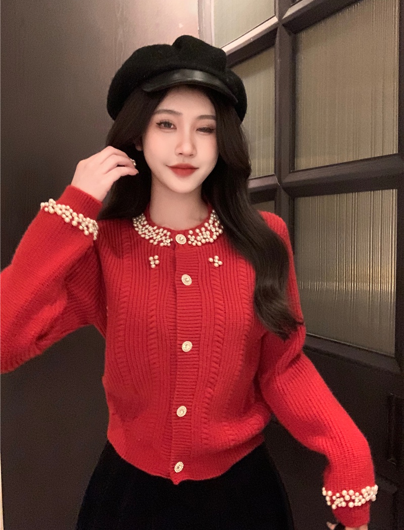 Chanelstyle refinement cardigan knitted sweater for women