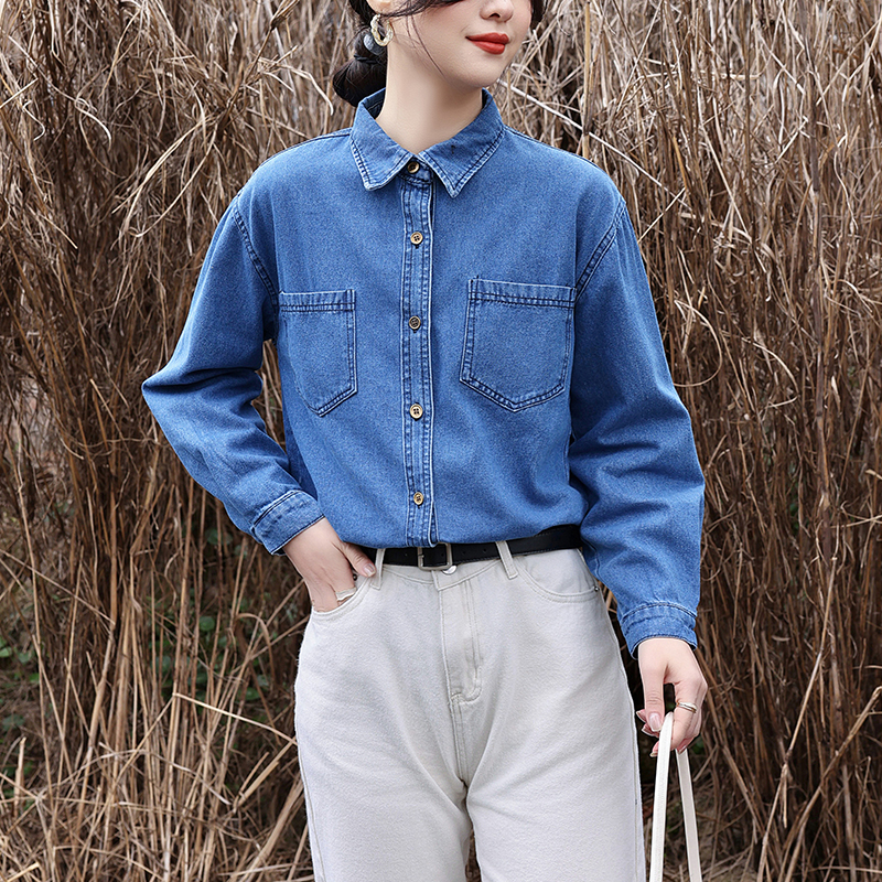 Bottoming spring and autumn shirt Korean style tops for women