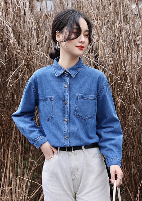 Bottoming spring and autumn shirt Korean style tops for women