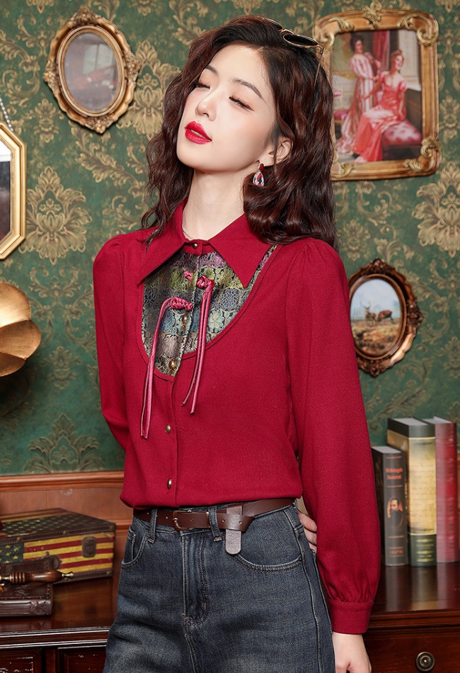 Spring Chinese style long sleeve shirt