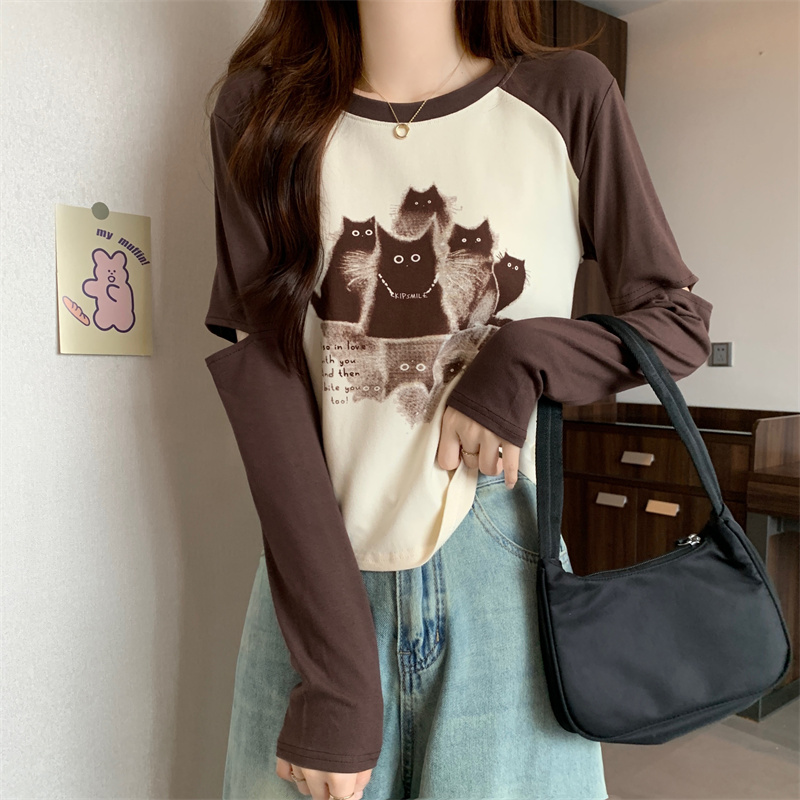 Kitty raglan sleeve T-shirt large yard tops for women
