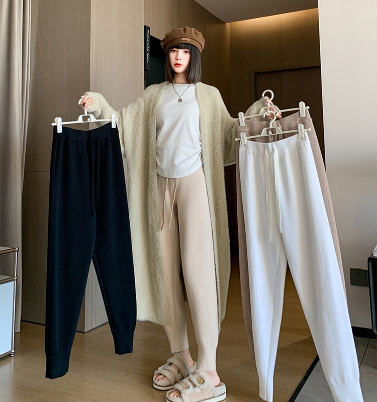 Knitted harem pants thick carrot pants for women