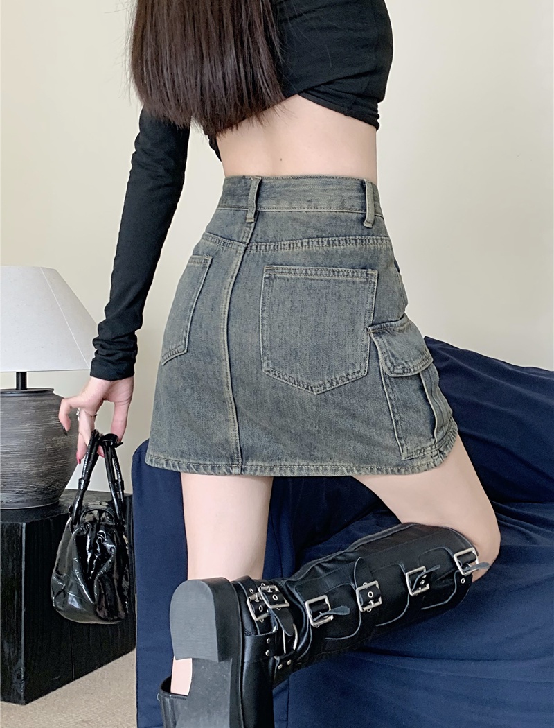 American style short skirt denim work clothing for women