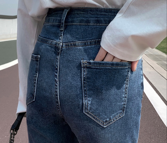Tight high waist pencil pants spring blue jeans