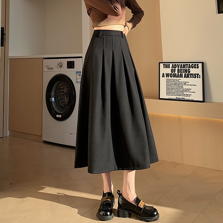 Slim long uniform high waist lengthen skirt for women