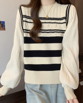 Puff sleeve large yard France style fat sweater