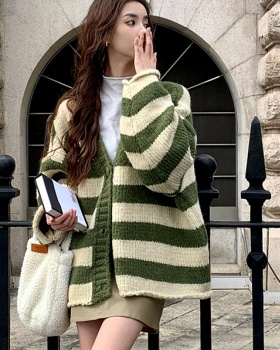 Loose knitted tops Korean style long cardigan for women