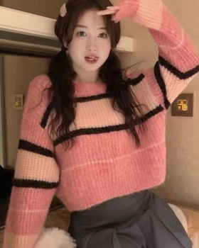 Mixed colors pullover show young wool sweater for women