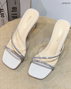 Wears outside crystal slippers thick sandals for women