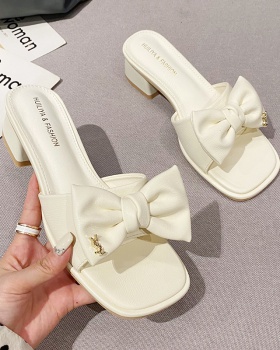 All-match high-heeled thick slippers for women
