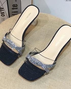 Transparent summer sandals crystal high-heeled slippers
