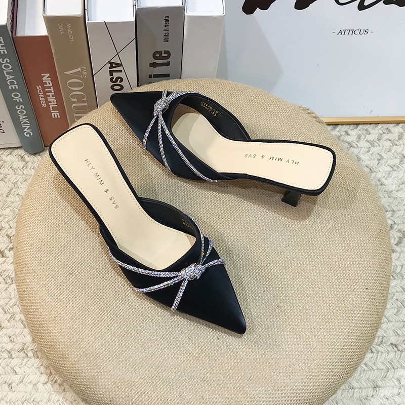 Fine-root high-heeled slippers pointed shoes for women