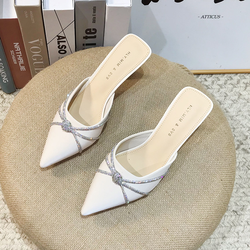 Fine-root high-heeled slippers pointed shoes for women