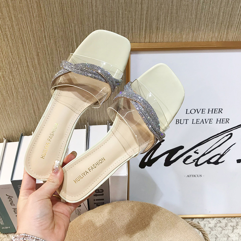 Summer wears outside slippers crystal sandals for women