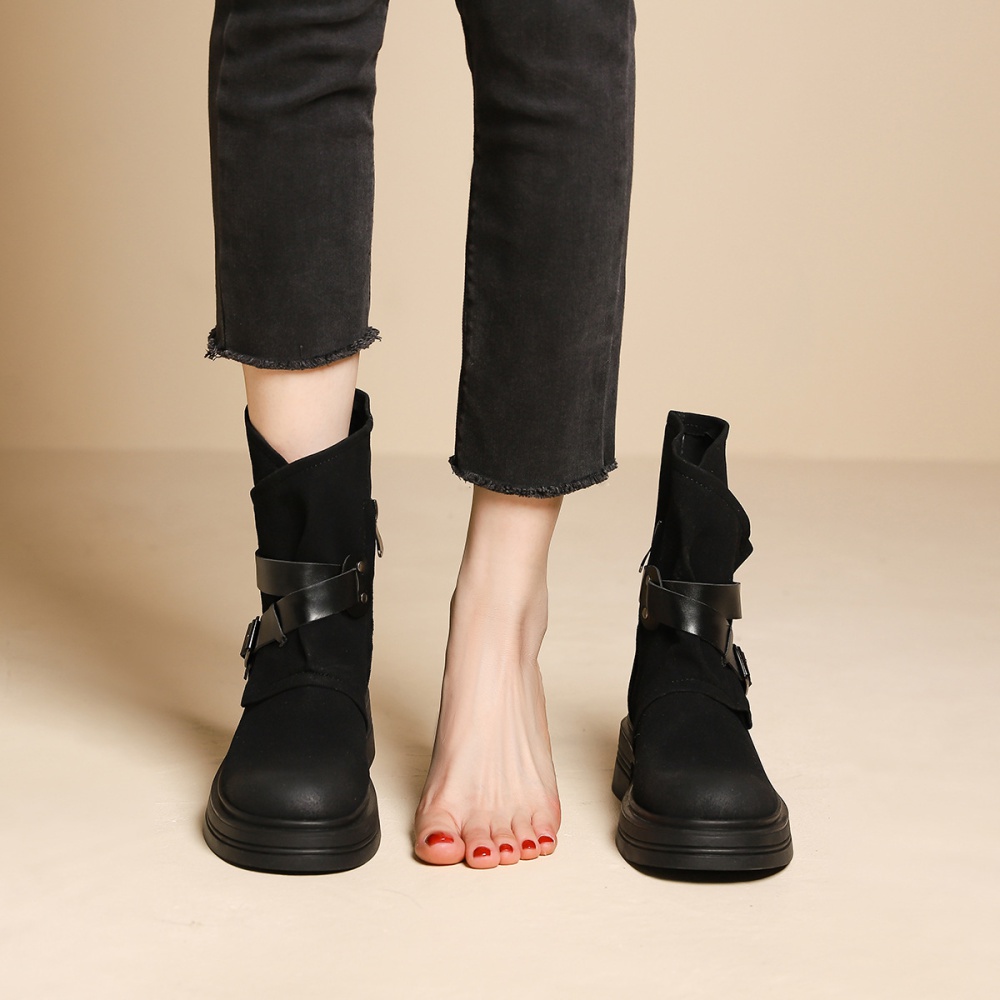 Locomotive British style short boots middle-heel boots