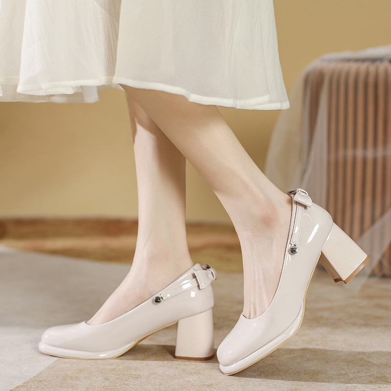 Square head cozy high-heeled shoes all-match shoes