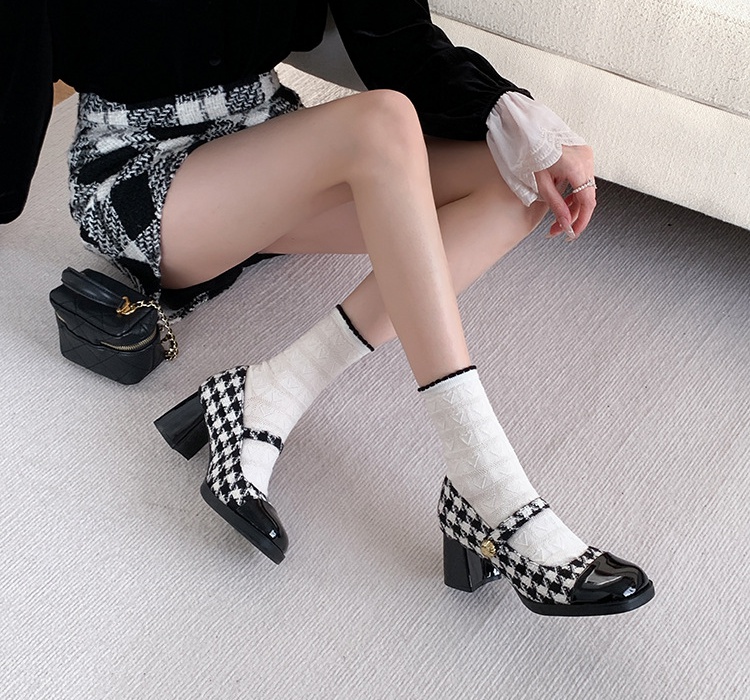 Thick France style high-heeled shoes retro spring shoes