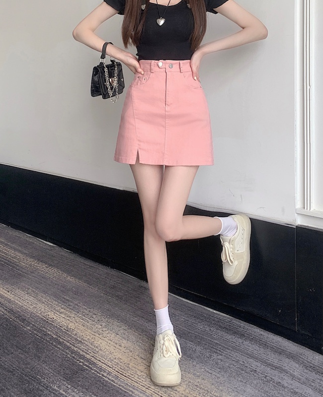 Pink Korean style short skirt elasticity shorts for women