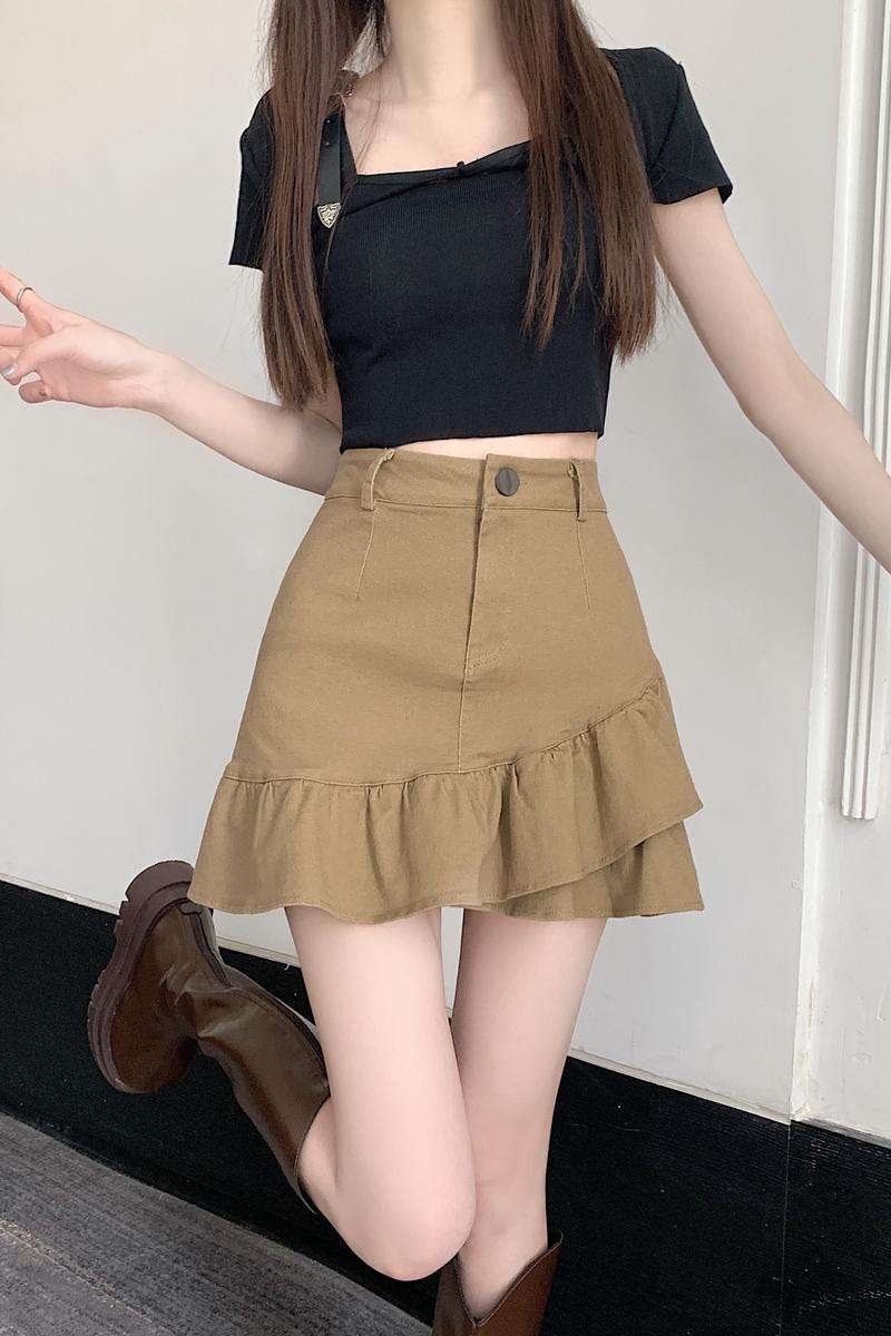 Lotus leaf edges short skirt colors skirt for women
