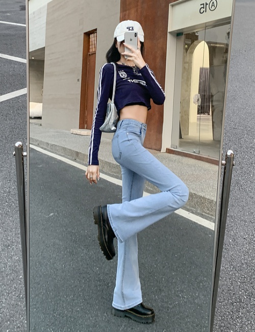 Wide leg light luxury jeans slim speaker long pants