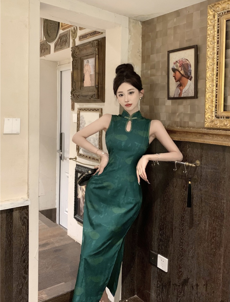 Long maiden dress Chinese style summer cheongsam