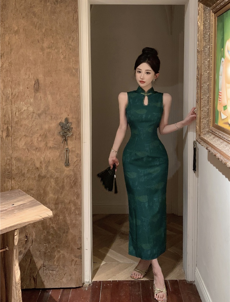 Long maiden dress Chinese style summer cheongsam