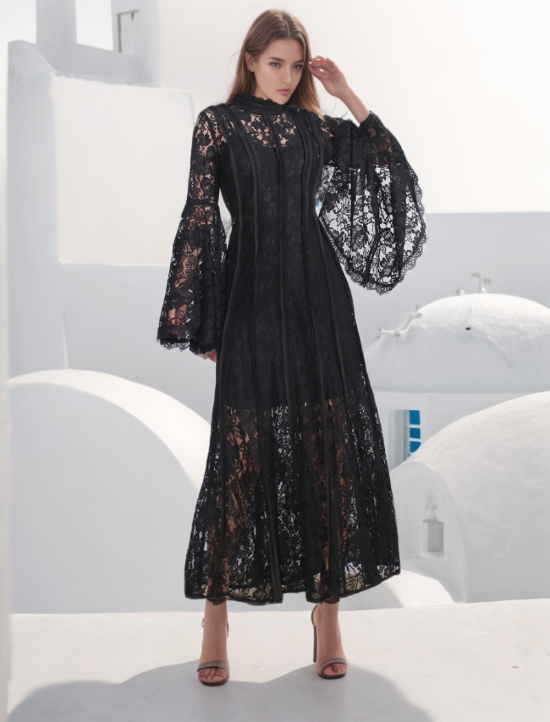 Crimp lace collar spring and summer embroidery long dress