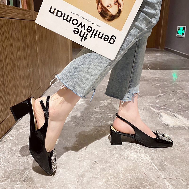 France style shoes square head sandals for women