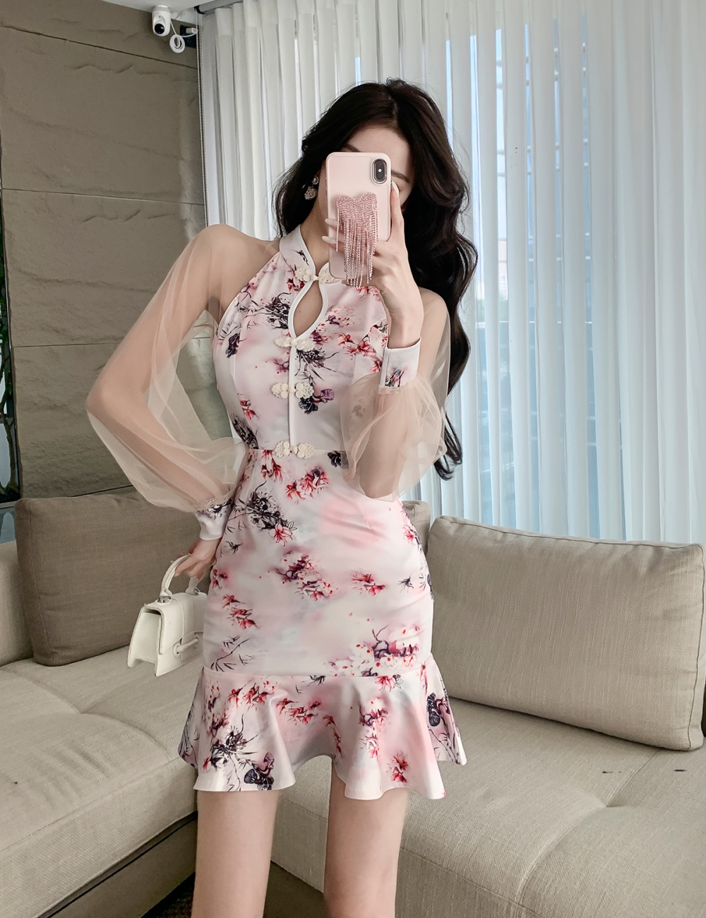 Artistic little sexy cheongsam package hip spring dress