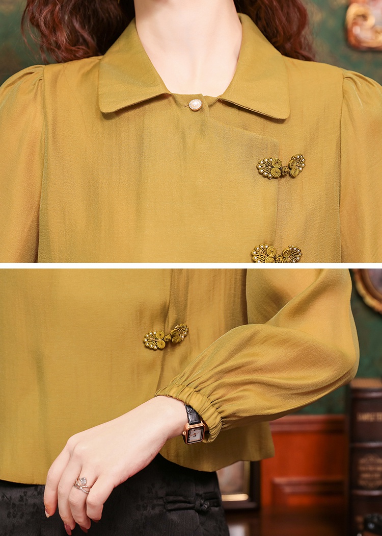 Retro puff sleeve small shirt chiffon shirt for women