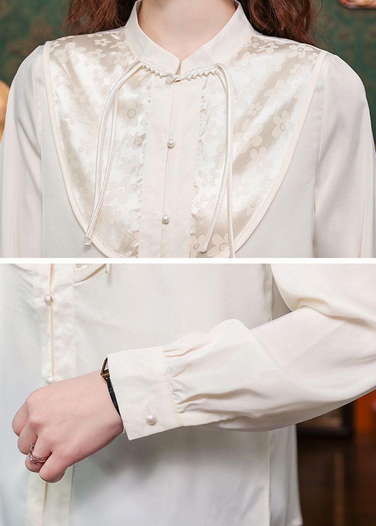 Classical all-match shirt cstand collar tops for women