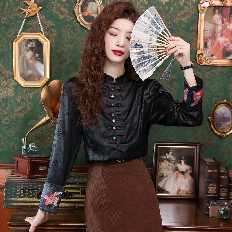 Small fellow shirt Chinese style tops for women