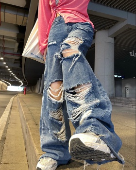 Large yard micro speaker holes jeans high waist fashion slim pants