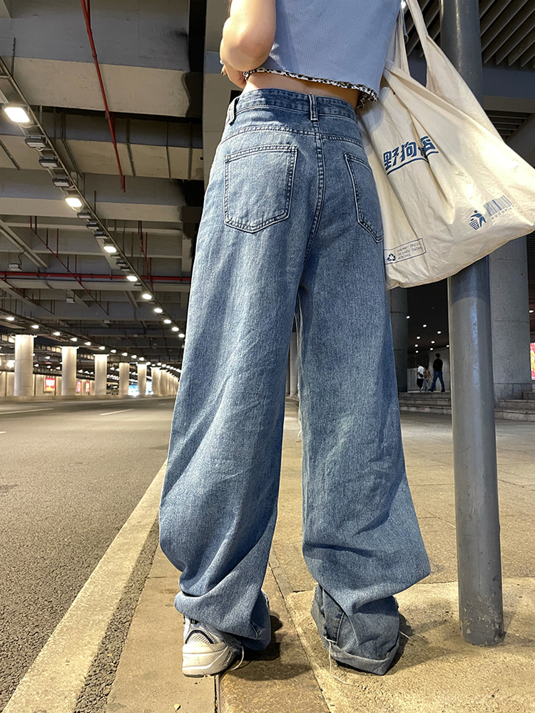 Large yard micro speaker holes jeans high waist fashion slim pants