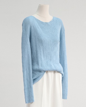 Blue France style bottoming shirt thin sweater