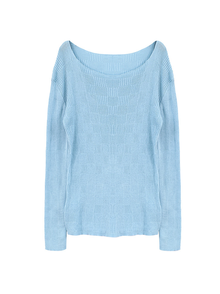 Blue France style bottoming shirt thin sweater