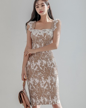 Elegant floral dress Korean style package hip formal dress