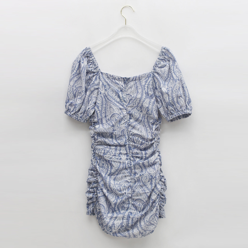 Printing V-neck retro spring and summer dress for women