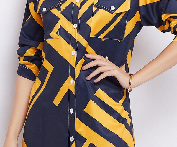 Fashion spring and autumn long dress printing temperament shirt
