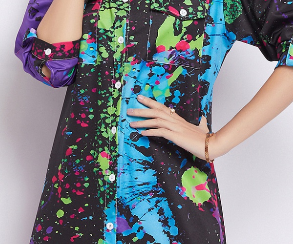 Mixed colors spring and autumn shirt temperament fashion dress