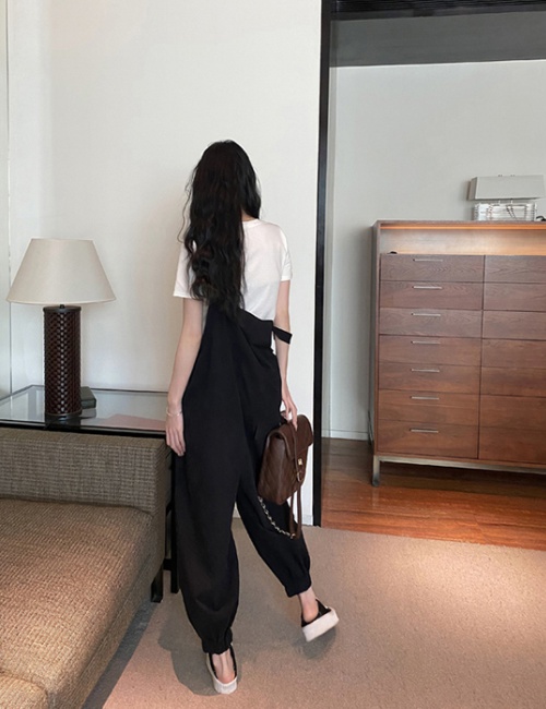 Wide leg slim jumpsuit Korean style bib pants for women